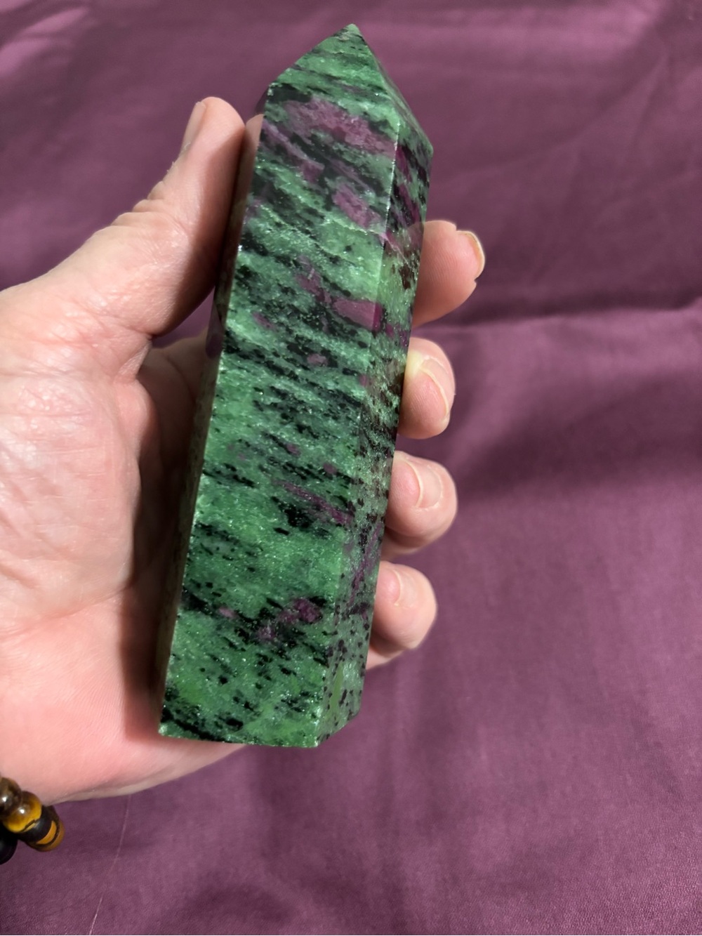 Ruby Zoisite Crystal Point Tower Obelisk, 5 inches